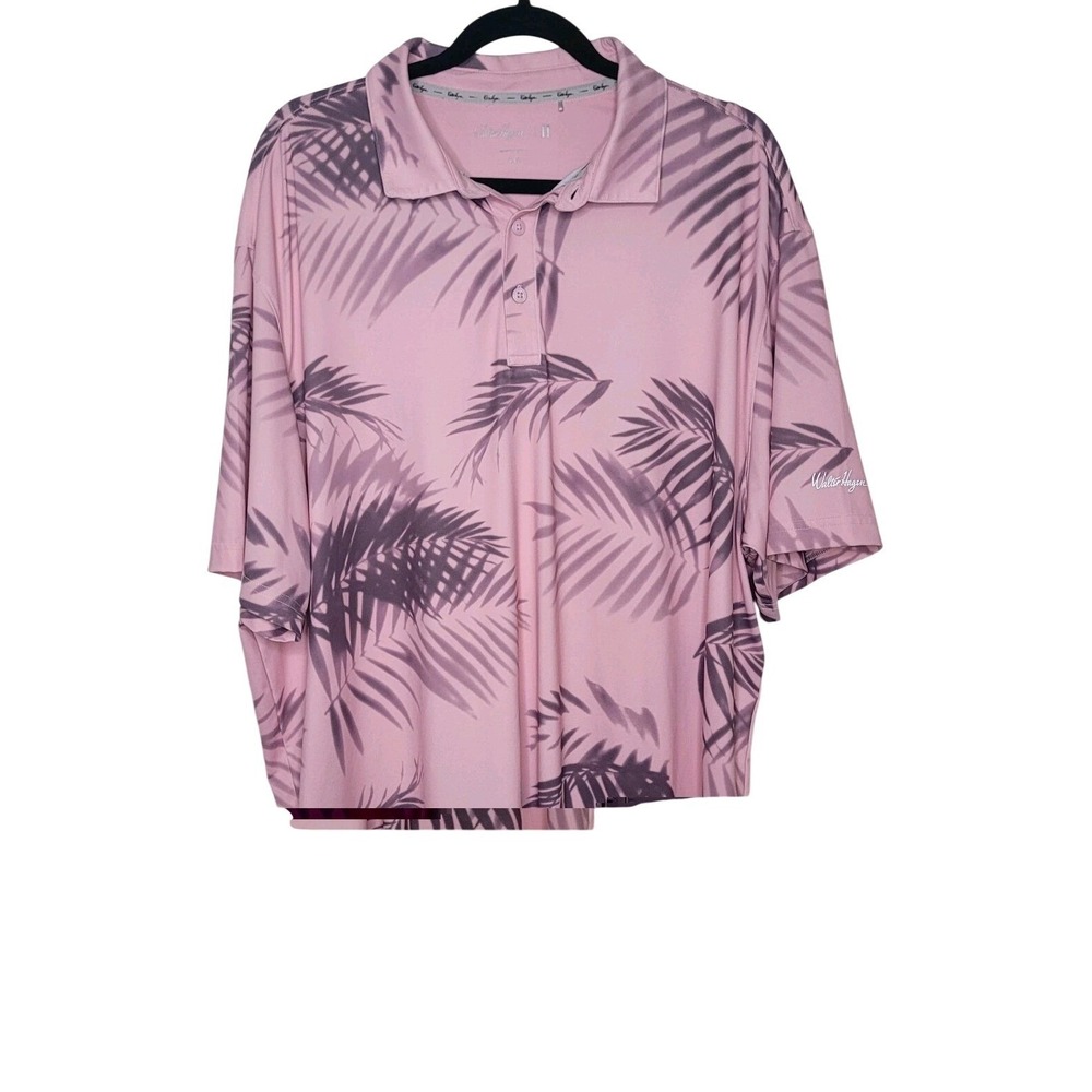 Walter Hagen Shadow Palm Golf Polo Pink Gray Men's Sz XXL Resort Tropical Cruise